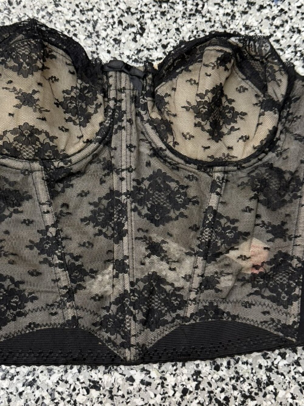 Lady Marlene black lace bustier corset 32 Vintage 1950 1960s